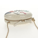 CHANEL V stitch Chain Shoulder Bag Leather White Gold CC Auth 146360A-6