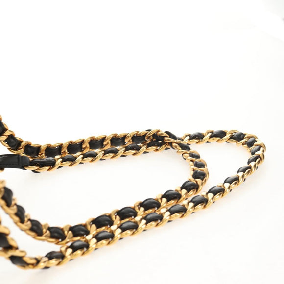 CHANEL Matelasse Chain Backpack Lamb Skin Black Gold CC Auth 146361AV