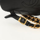 CHANEL Matelasse Chain Backpack Lamb Skin Black Gold CC Auth 146361AV-9