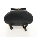 CHANEL Matelasse Chain Backpack Lamb Skin Black Gold CC Auth 146361AV-5