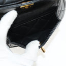 CHANEL Matelasse Chain Backpack Lamb Skin Black Gold CC Auth 146361AV-23