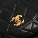 CHANEL Matelasse Chain Backpack Lamb Skin Black Gold CC Auth 146361AV-24