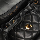 CHANEL Matelasse Chain Backpack Lamb Skin Black Gold CC Auth 146361AV-27