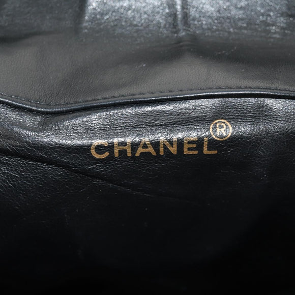 CHANEL Matelasse Chain Backpack Lamb Skin Black Gold CC Auth 146361AV