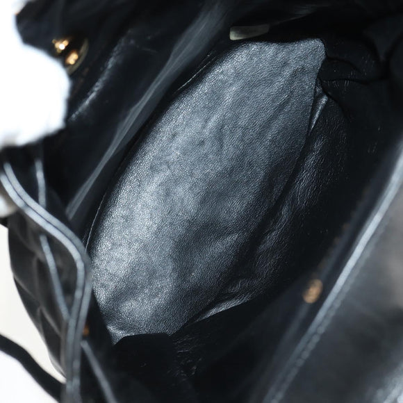 CHANEL Matelasse Chain Backpack Lamb Skin Black Gold CC Auth 146361AV
