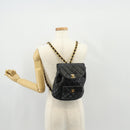 CHANEL Matelasse Chain Backpack Lamb Skin Black Gold CC Auth 146361AV-31