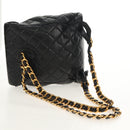 CHANEL Matelasse Chain Backpack Lamb Skin Black Gold CC Auth 146361AV-7