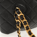 CHANEL Matelasse Chain Backpack Lamb Skin Black Gold CC Auth 146361AV-8