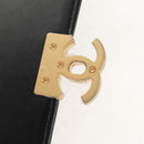 CHANEL Matelasse Pearl Charm Chain Bag Lamb Skin Black Gold CC Auth 146362SM-10