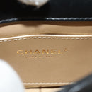 CHANEL Matelasse Pearl Charm Chain Bag Lamb Skin Black Gold CC Auth 146362SM-24