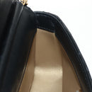 CHANEL Matelasse Pearl Charm Chain Bag Lamb Skin Black Gold CC Auth 146362SM-26