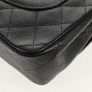 CHANEL Matelasse 30 Double Flap Chain Bag Caviar Skin Black CC Auth 146363SM-15