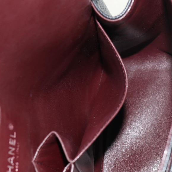 CHANEL Matelasse 30 Double Flap Chain Bag Caviar Skin Black CC Auth 146363SM