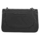 CHANEL Matelasse 30 Double Flap Chain Bag Caviar Skin Black CC Auth 146363SM-4