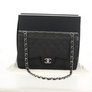 CHANEL Matelasse 30 Double Flap Chain Bag Caviar Skin Black CC Auth 146363SM-32
