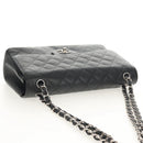 CHANEL Matelasse 30 Double Flap Chain Bag Caviar Skin Black CC Auth 146363SM-7