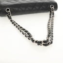 CHANEL Matelasse 30 Double Flap Chain Bag Caviar Skin Black CC Auth 146363SM-8