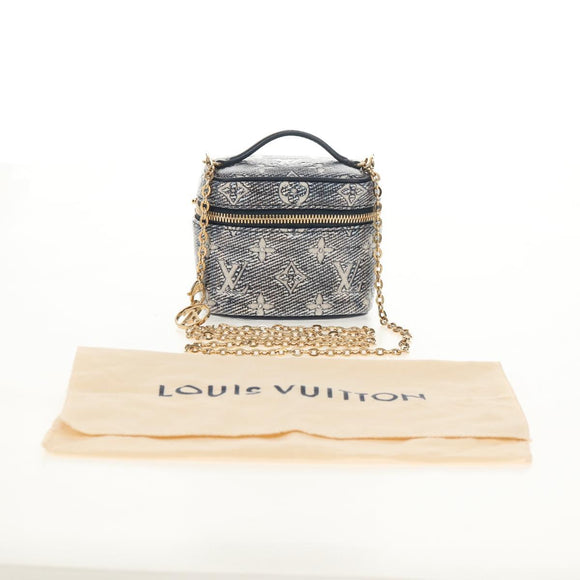 LOUIS VUITTON Monogram Laminated Jacquard Microvanity Navy M82467 Auth 146365SAM