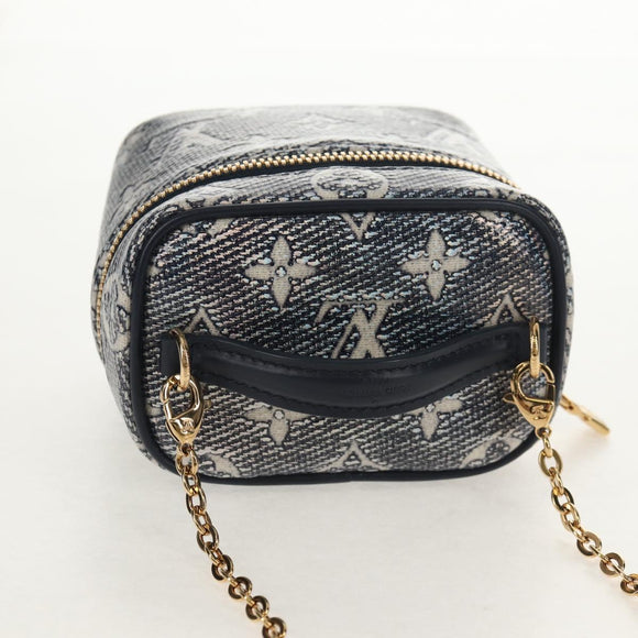 LOUIS VUITTON Monogram Laminated Jacquard Microvanity Navy M82467 Auth 146365SAM