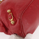 BALENCIAGA Classic bowling Hand Bag Leather 2way Red Gold Auth 146366-12