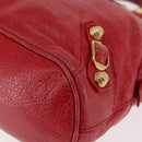 BALENCIAGA Classic bowling Hand Bag Leather 2way Red Gold Auth 146366-13