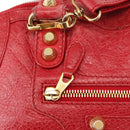 BALENCIAGA Classic bowling Hand Bag Leather 2way Red Gold Auth 146366-16