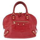 BALENCIAGA Classic bowling Hand Bag Leather 2way Red Gold Auth 146366-2