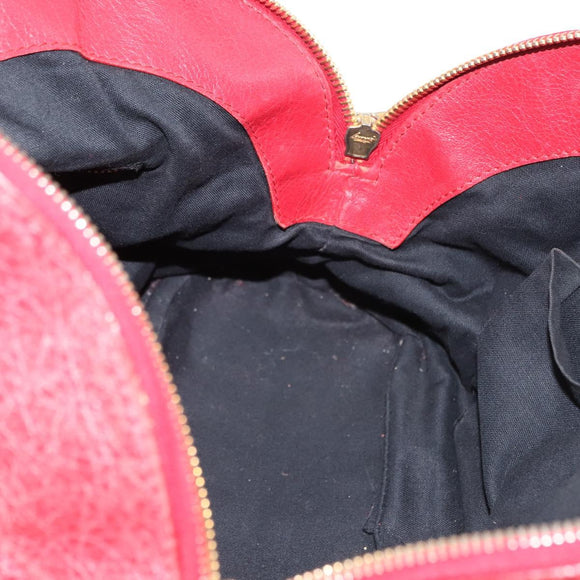 BALENCIAGA Classic bowling Hand Bag Leather 2way Red Gold Auth 146366