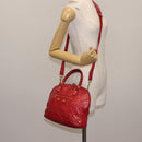 BALENCIAGA Classic bowling Hand Bag Leather 2way Red Gold Auth 146366-24