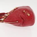 BALENCIAGA Classic bowling Hand Bag Leather 2way Red Gold Auth 146366-5