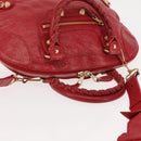 BALENCIAGA Classic bowling Hand Bag Leather 2way Red Gold Auth 146366-6