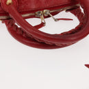 BALENCIAGA Classic bowling Hand Bag Leather 2way Red Gold Auth 146366-7