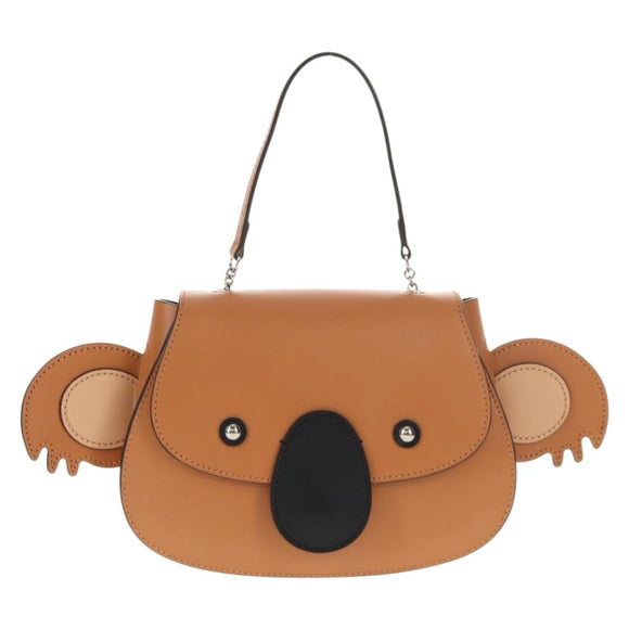 GUCCI Children's Koala Hand Bag Leather Brown Silver 605824 Auth 146368V