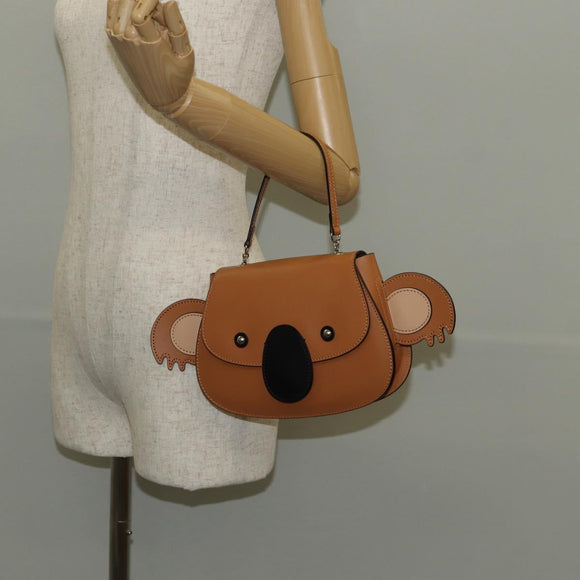 GUCCI Children's Koala Hand Bag Leather Brown Silver 605824 Auth 146368V