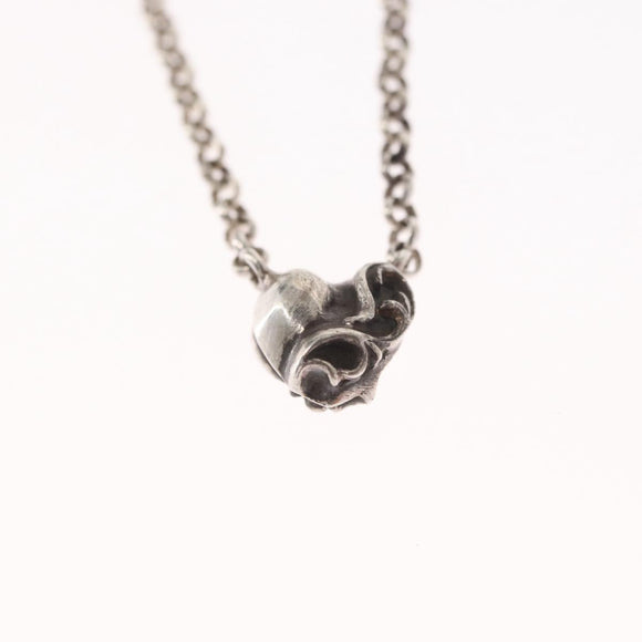 Chrome Hearts Heart Charm with Roll Chain 16 Inch Necklace Ag925 Auth 146387M