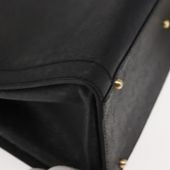 GUCCI Bamboo Hand Bag Leather Black Gold 002 1186 0260 Auth 146413