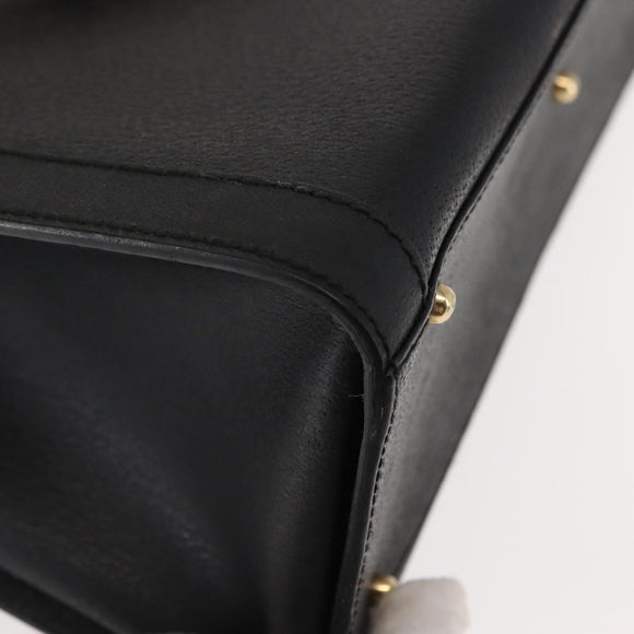 GUCCI Bamboo Hand Bag Leather Black Gold 002 1186 0260 Auth 146413