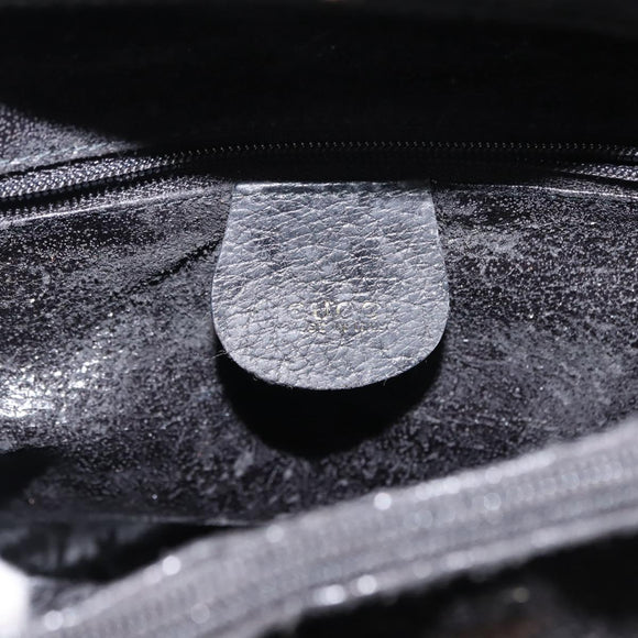 GUCCI Bamboo Hand Bag Leather Black Gold 002 1186 0260 Auth 146413