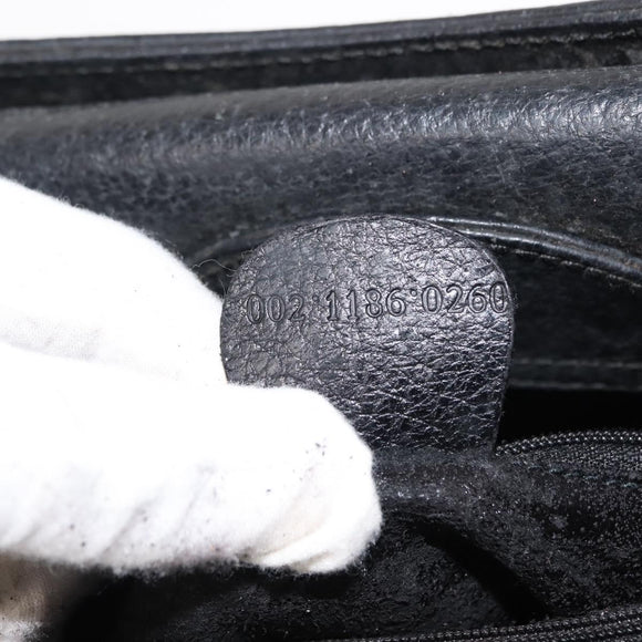 GUCCI Bamboo Hand Bag Leather Black Gold 002 1186 0260 Auth 146413