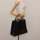 GUCCI Bamboo Hand Bag Leather Black Gold 002 1186 0260 Auth 146413-21