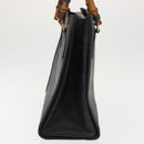 GUCCI Bamboo Hand Bag Leather Black Gold 002 1186 0260 Auth 146413-4
