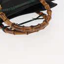 GUCCI Bamboo Hand Bag Leather Black Gold 002 1186 0260 Auth 146413-7