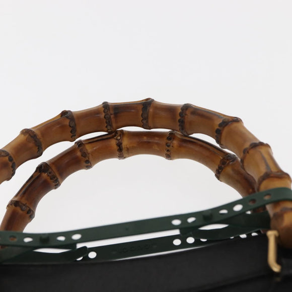 GUCCI Bamboo Hand Bag Leather Black Gold 002 1186 0260 Auth 146413