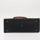 GUCCI Bamboo Hand Bag Leather Black Gold 002 1186 0260 Auth 146413-9