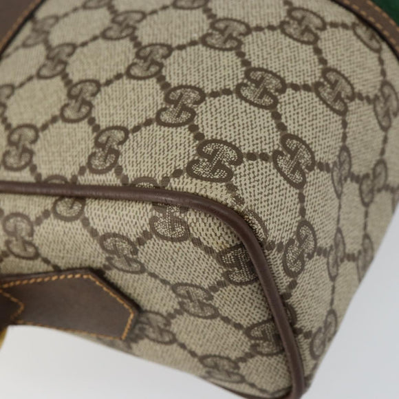 GUCCI GG Supreme Web Sherry Line Bag PVC Beige Gold 001 56 0852 Auth 146414