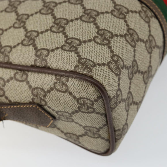 GUCCI GG Supreme Web Sherry Line Bag PVC Beige Gold 001 56 0852 Auth 146414