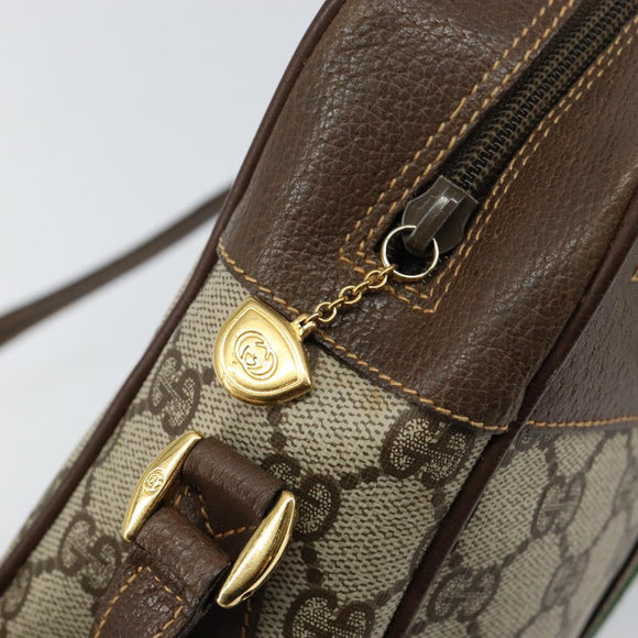 GUCCI GG Supreme Web Sherry Line Bag PVC Beige Gold 001 56 0852 Auth 146414