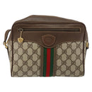 GUCCI GG Supreme Web Sherry Line Bag PVC Beige Gold 001 56 0852 Auth 146414-2