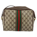 GUCCI GG Supreme Web Sherry Line Bag PVC Beige Gold 001 56 0852 Auth 146414-3