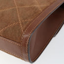 GUCCI Shoulder Bag Suede Leather Brown Gold Auth 146416-16